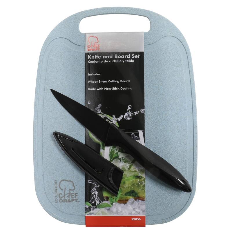 Chef Craft 10 x 7.5 Inch Wheat Straw Cutting Board and Paring Knife Set