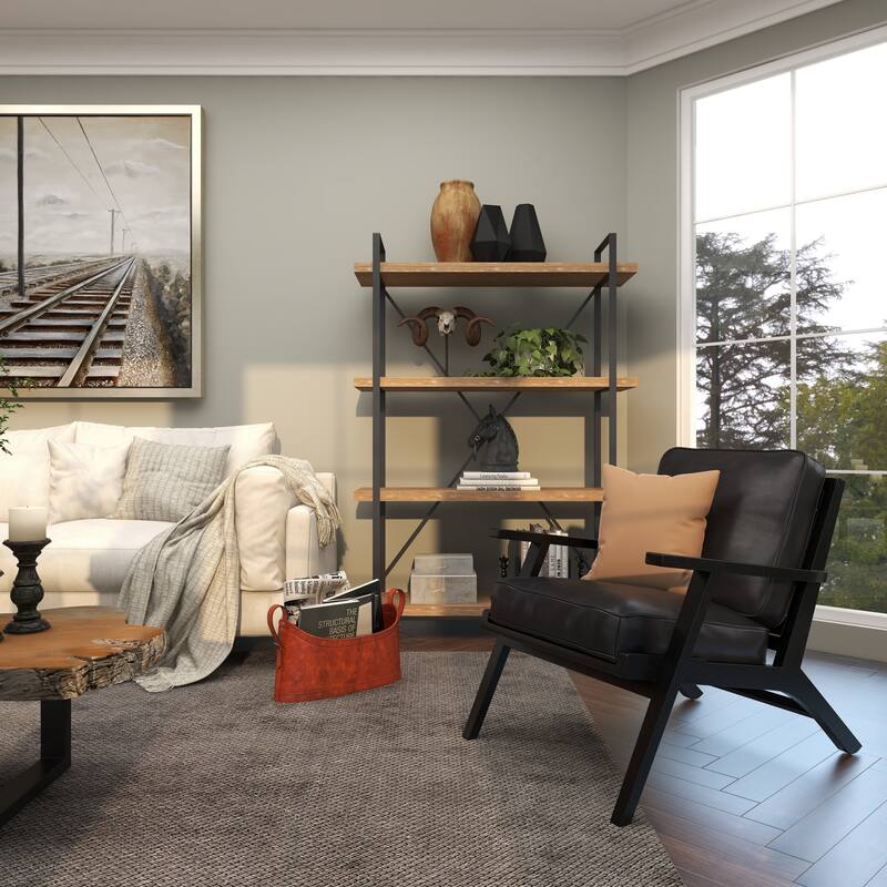 Brown Leather Handmade Box Style Single Slot Magazine Holder with Detail Stitching and Curved Handles