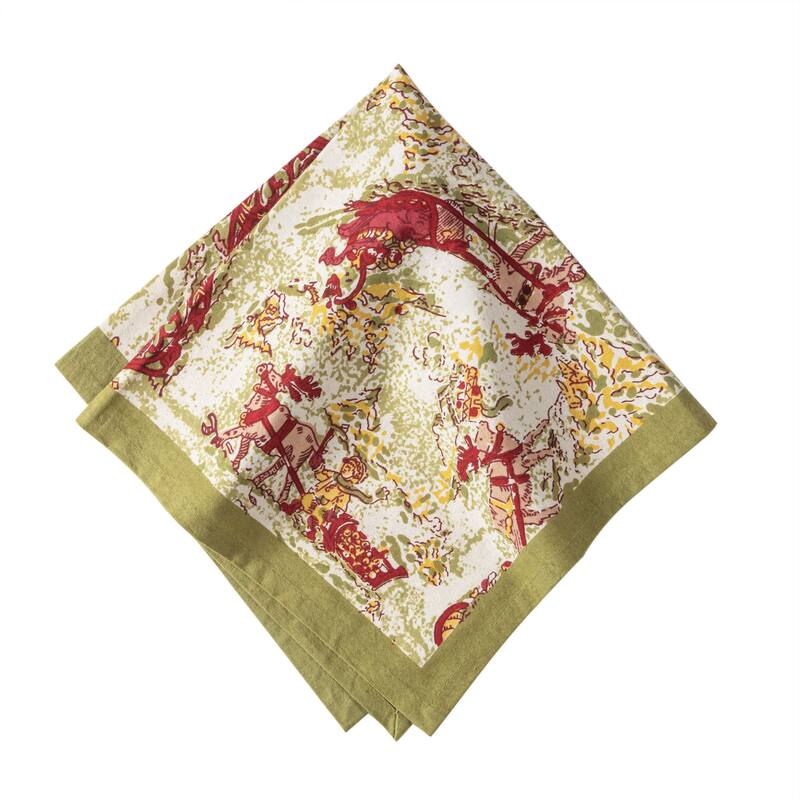 Couleur Nature Renne Napkins - Set of 6 Red/Green - 19" x 19" - 19x19