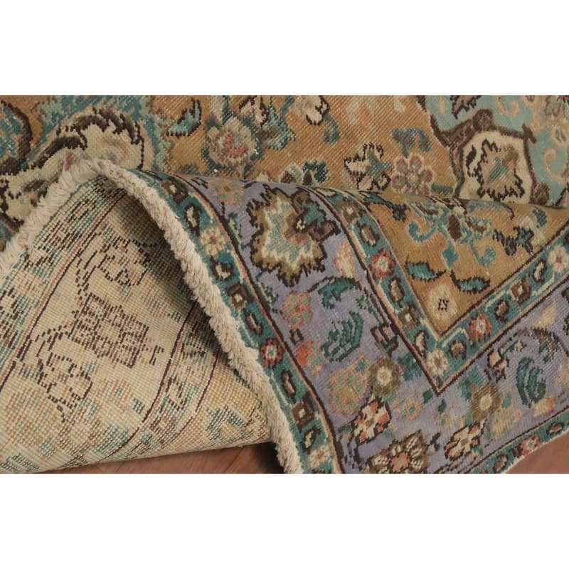 Hand Knotted Oriental 100% Wool Carpet Traditional Floral Brown Tabriz Area Rug - 5' 8'' X 4' 3''