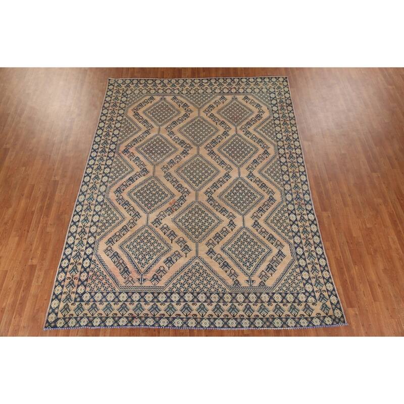 Distressed Bakhtiari Persian Vintage Rug Handmade Wool Carpet - 8'3"x 11'1"