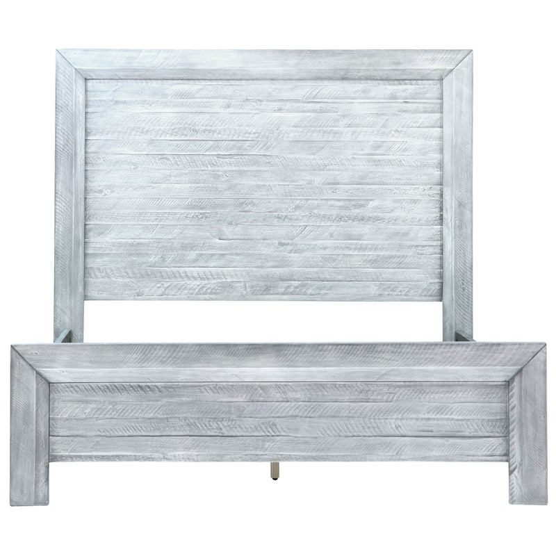 Chauncy Acacia Wood Panel Bed, Light Gray