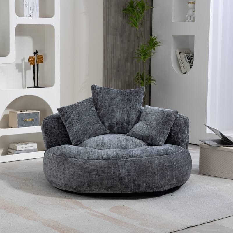 Chenille Lazy Sofa with Pillows