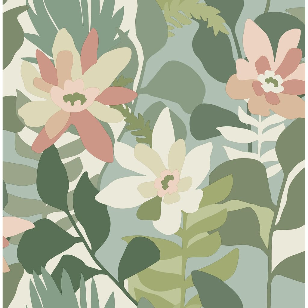 A-Street Prints Koko Green Floral Wallpaper