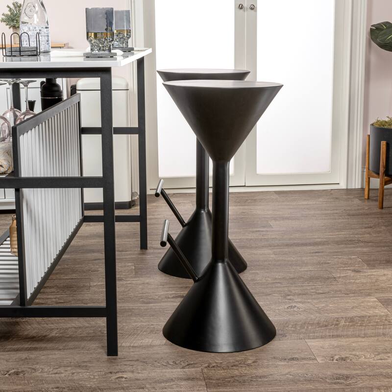 Svelte 29.75" Modern Industrial Iron Hourglass Backless Bar Stool with Foot Rest, by JONATHAN Y