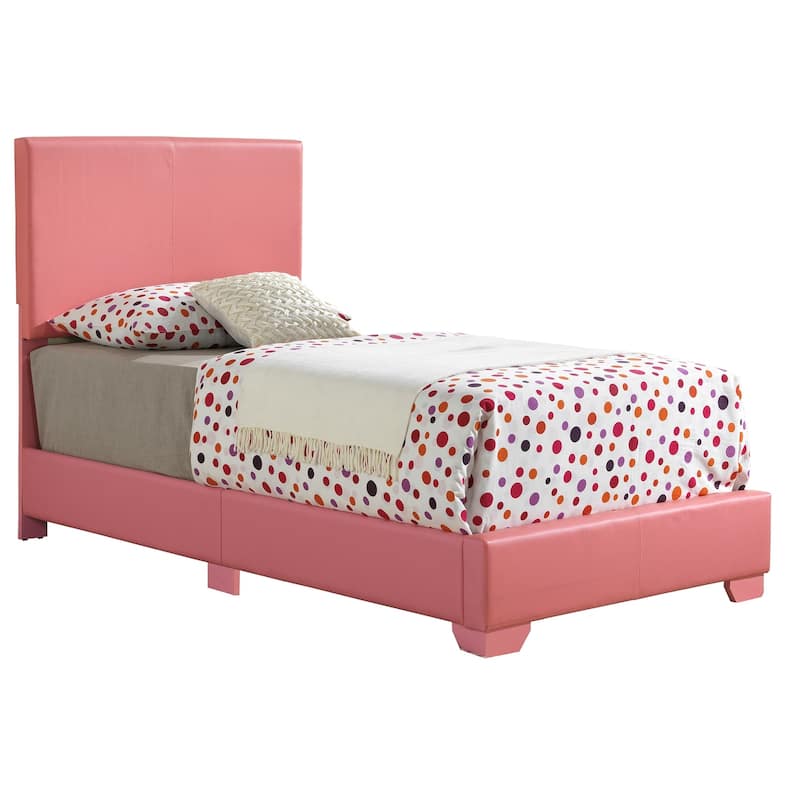 Faux Leather Upholstered Panel Twin Bed - 81" - Pink