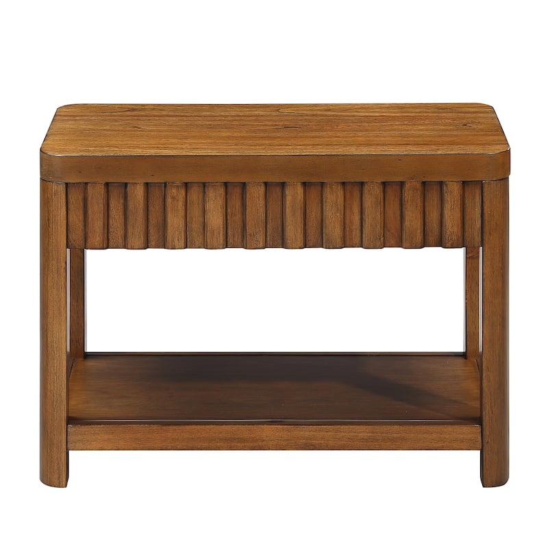 Rectangular End Table Sofa Side Table with Open Storage Shelf
