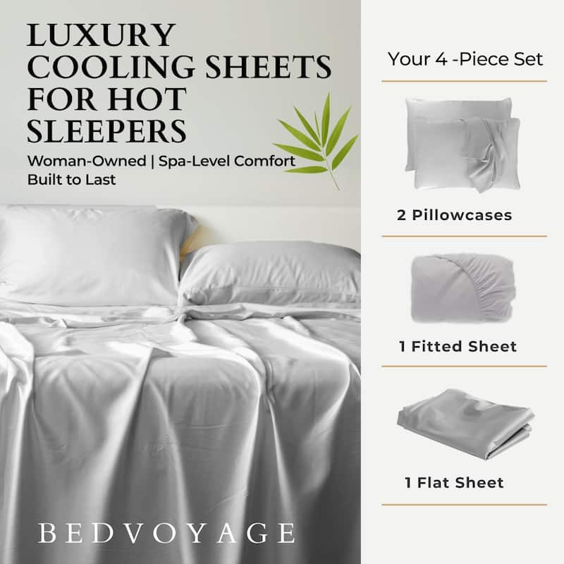 BedVoyage 100% viscose from Bamboo Bed Sheet Set, Split King - White