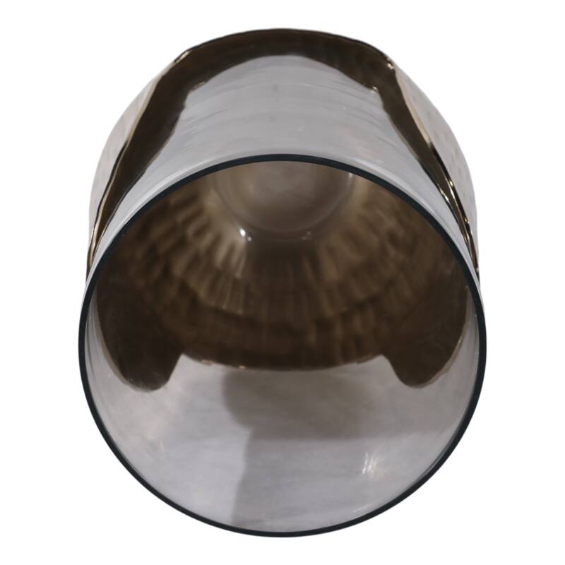 Decorative Glass Hurricane Candle Holder with Metal Base - Gold & Clear