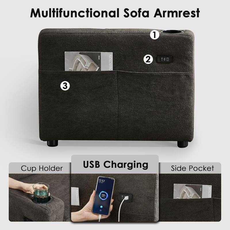 Reversible Sectional Sofa Couch,Sleeper Sofa Bed with Storage Chaise Pull Out Couch for Living Room,USB Charge,Cup Holder