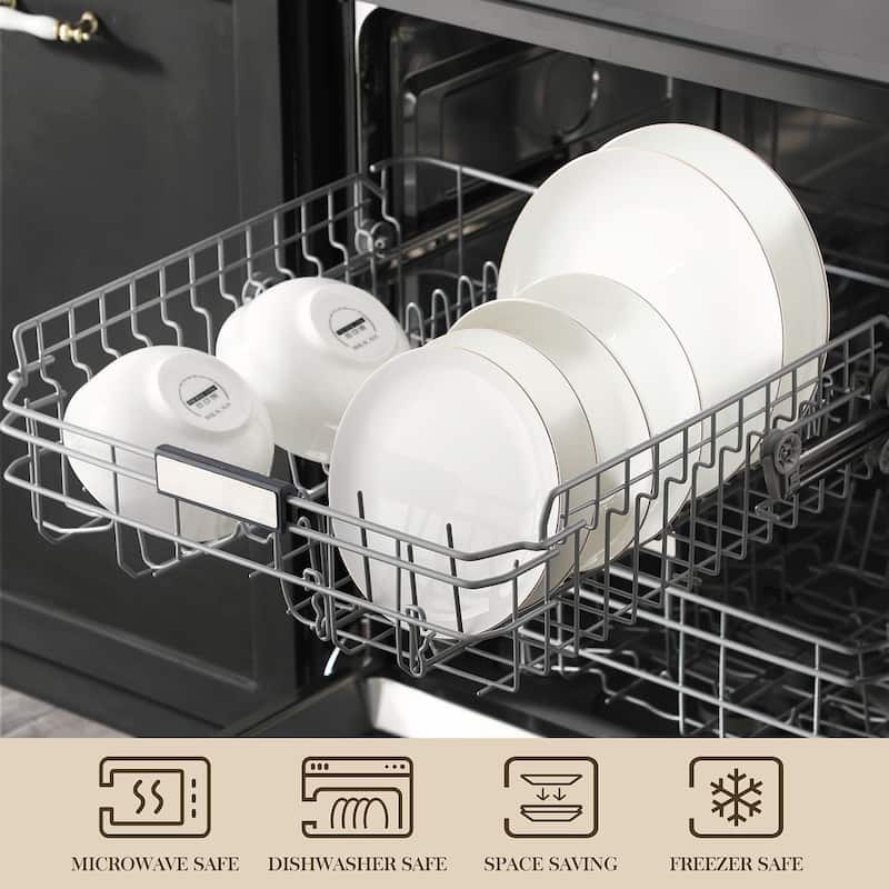 MALACASA 16-Piece New Bone China Dinnerware Set, Service for 4