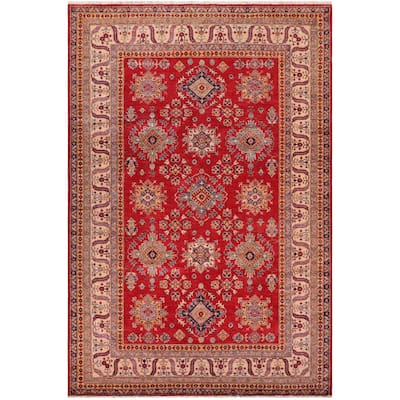 Rustic Super Kazak Nova Red/Beige Hand Knotted Wool Rug - 8'5'' x 10'3''