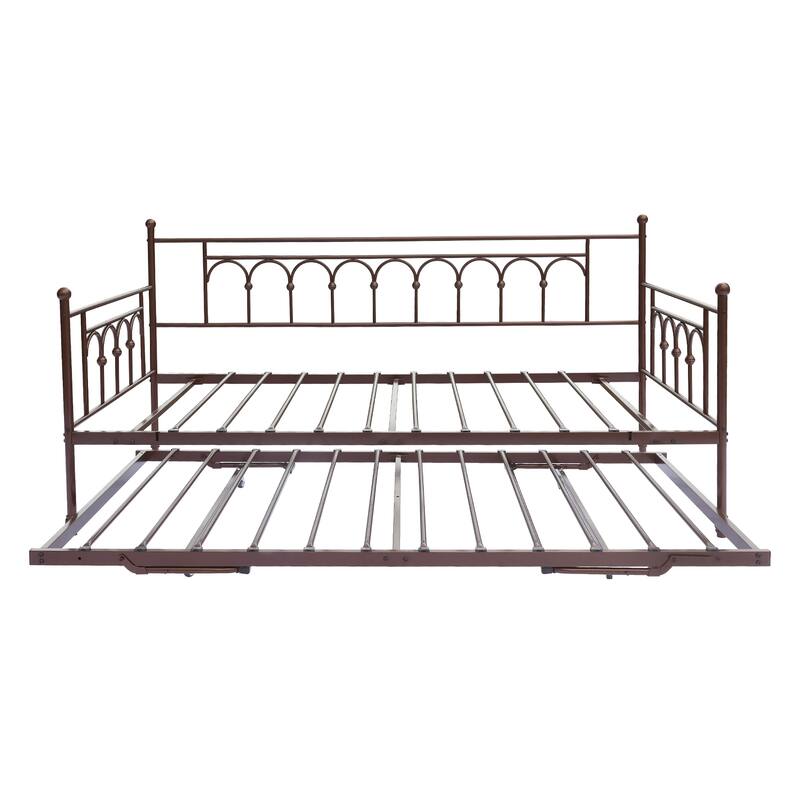 Arched Metal Daybed with Pop Up Trundle Bed for Adults for Living Room / Guest Room🏕️