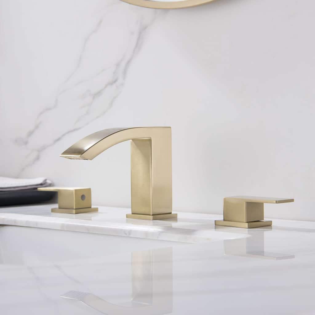 Widespread Bathroom Faucet Waterfall 3 Holes Bathroom Sink Faucet Double Handle Modern 8 Inche Basin Vanity Taps With Valve