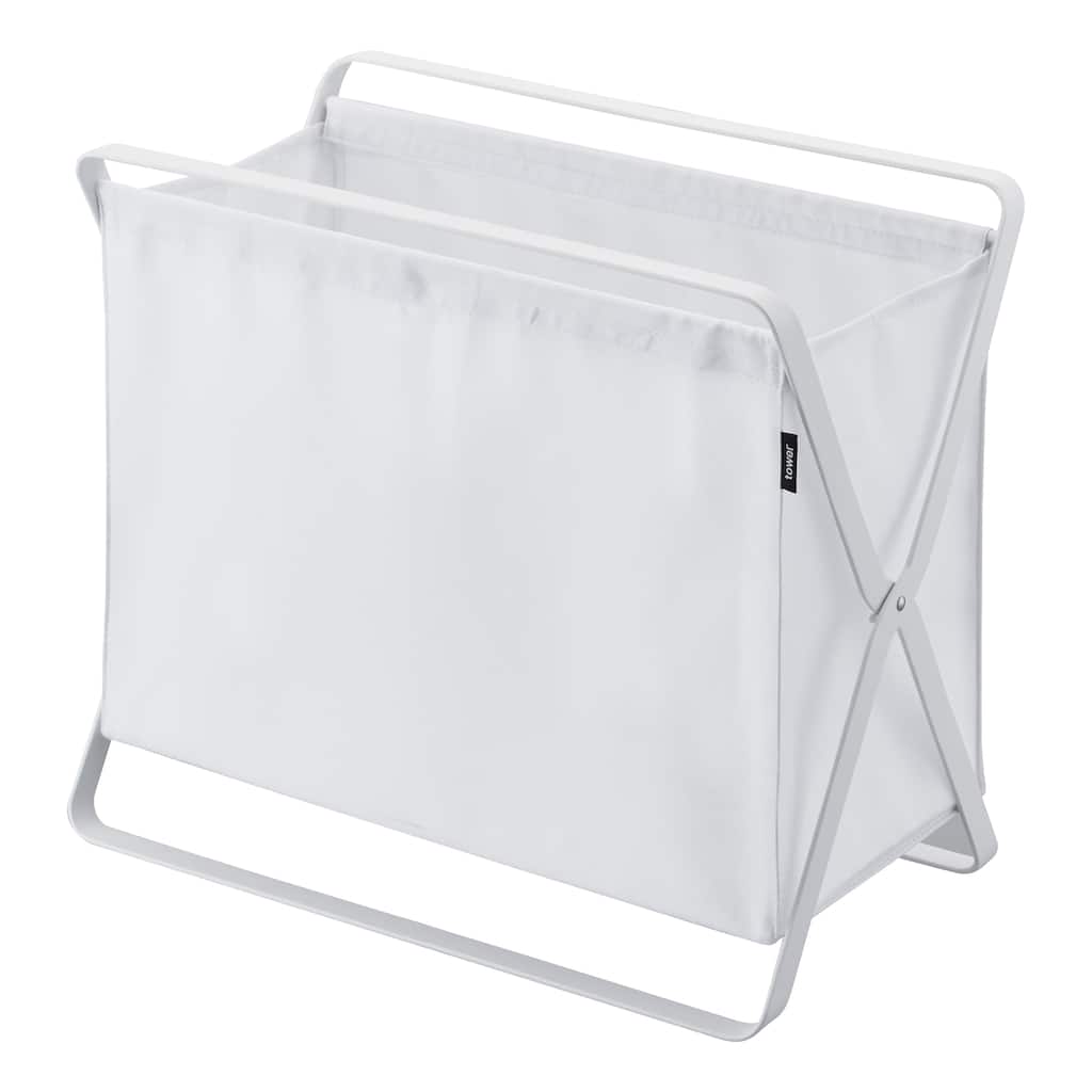 Yamazaki Home Folding Storage Bin, Steel, 8.5 gallon, 32 liters, Holds 22 lbs, Collapsible - L 11.42 x W 18.11 x H 15.75 inches