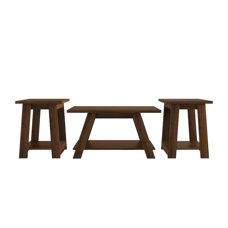 CraftPorch 3-Pieces Coffee Table Set - Brown