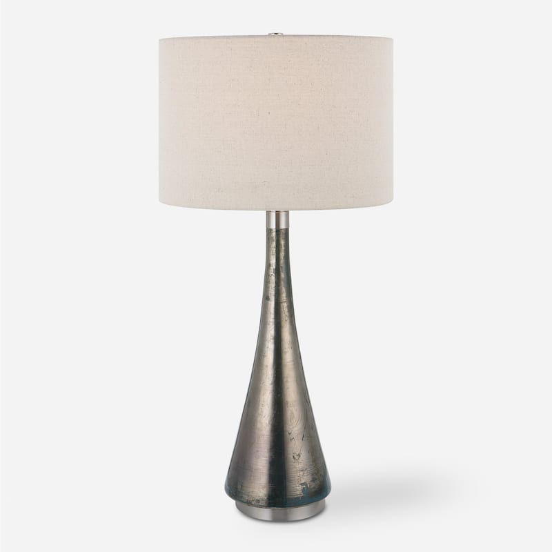 Tapered Base Glass Table Lamp with Drum Shade - 33.5"