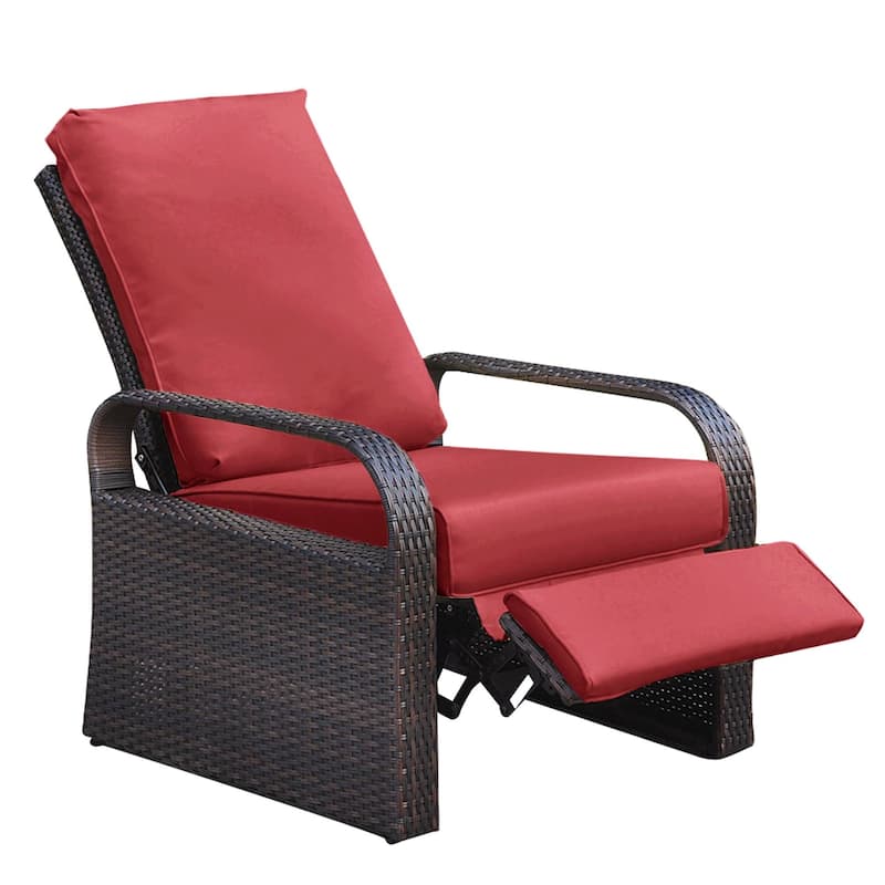Comfy Wicker Adjustable Chair with Aluminum Frame