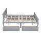 preview thumbnail 10 of 11, Queen Size Bed Frame Solid Pine Wood Construction Storage Bed Curved Legs Design Platform Bed with Headboard & 4 Drawers, Grey