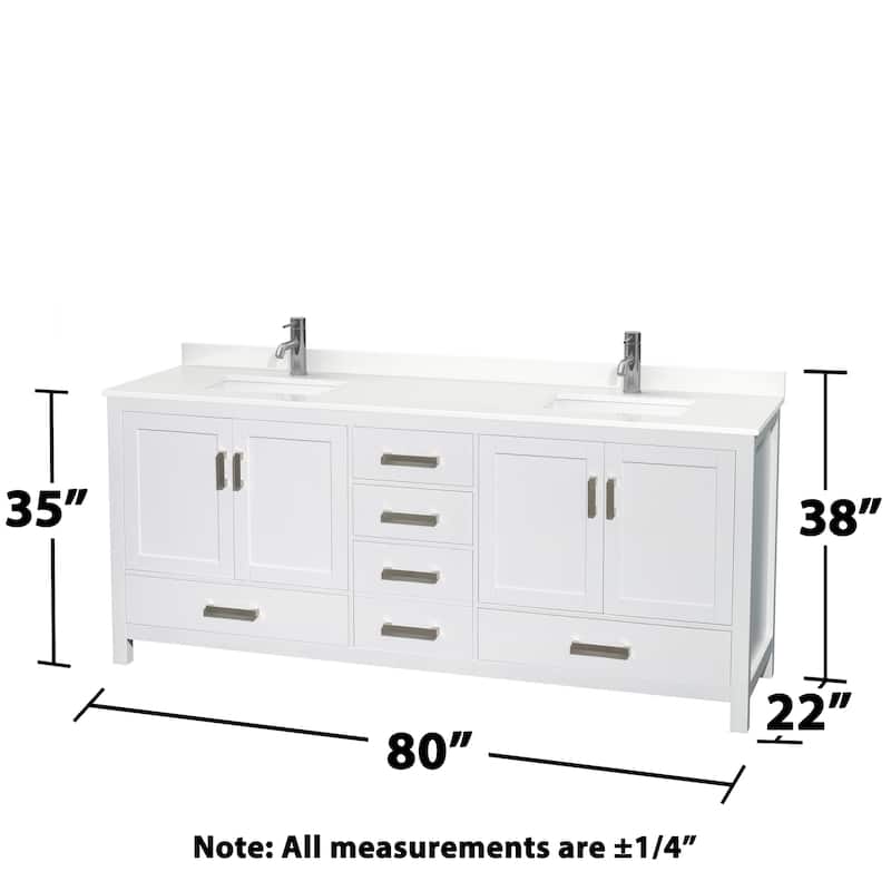 Sheffield 80-inch Double Vanity, Single Hole Quartz Top