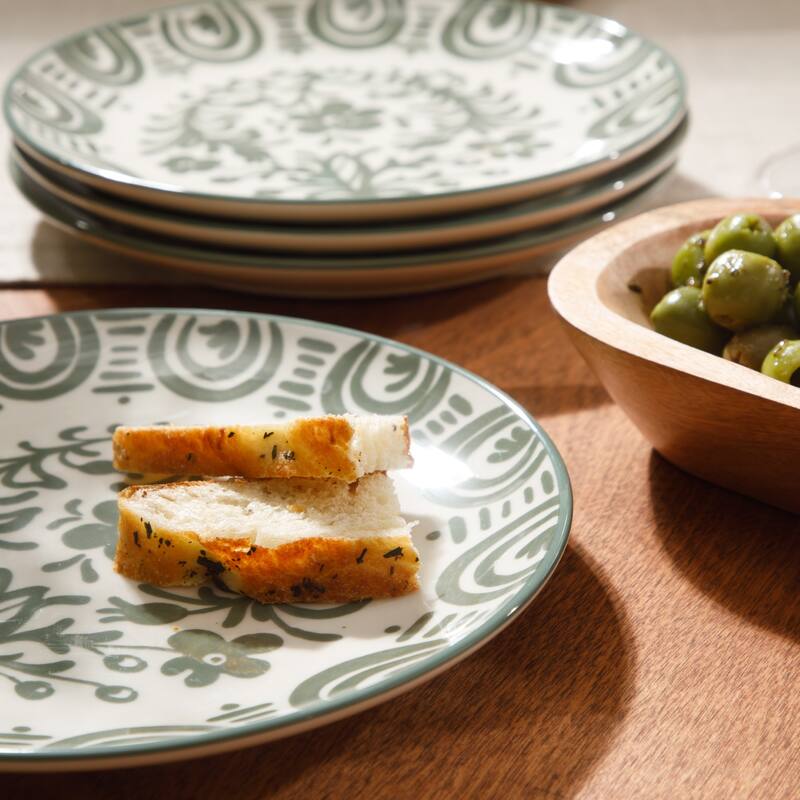 Bloomhouse - 2-Time Oprah's Favorite Things - Valencia Flor 4 Piece Salad Plate Set, 8.75" Stoneware Floral Decal Design