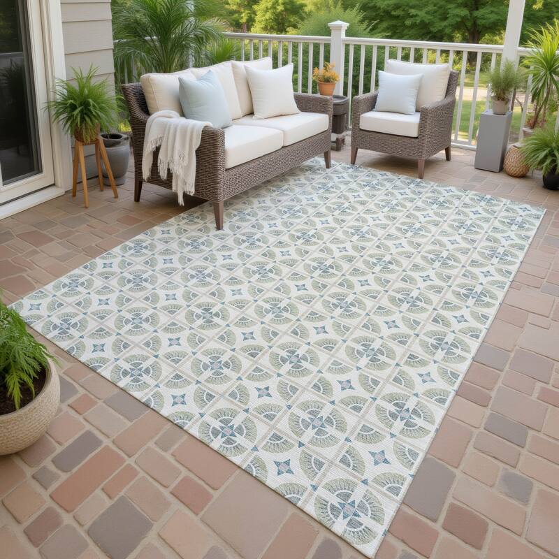 Machine Washable Indoor/ Outdoor Modern Roeland Chantille Rug - Ivory - 8' x 10'