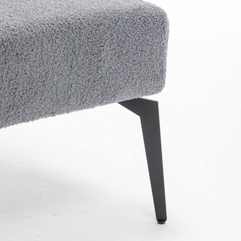 SEYNAR Modern Armless Faux Sherpa Accent Chair with Metal Legs