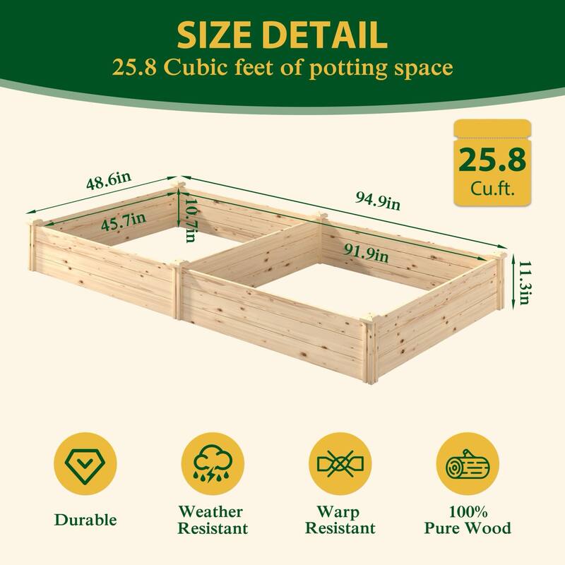VEIKOUS Natural Wood Raised Garden Bed, Outdoor Planter Box for Vegetables, Flowers, Herbs, Natural Brown