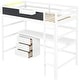 preview thumbnail 5 of 24, Solid Wood Loft Bed with Bulit-in Desk, Storage Shelf and 3 Drawers, Twin Size Loft Bedframe with Storage Box and Blackboard