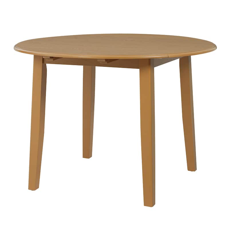 5-Piece Round Dining Table Set for 4 People, 1 Folding Wood Dining Table + 4 Upholstered Chairs, for Small Apartments