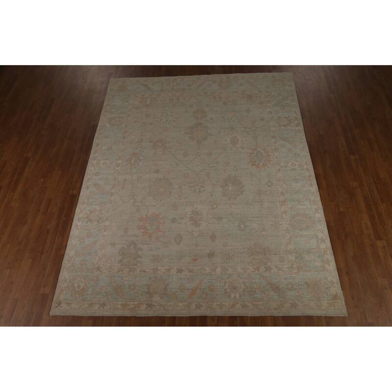 Vegetable Dye Transitional Oushak Turkish Rug Hand-Knotted Wool Carpet - 7'10" x 10'0"