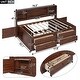 preview thumbnail 4 of 7, Full Size Wooden Captain Bed with Shelves, Drawers and Cabinets, Antique Brown