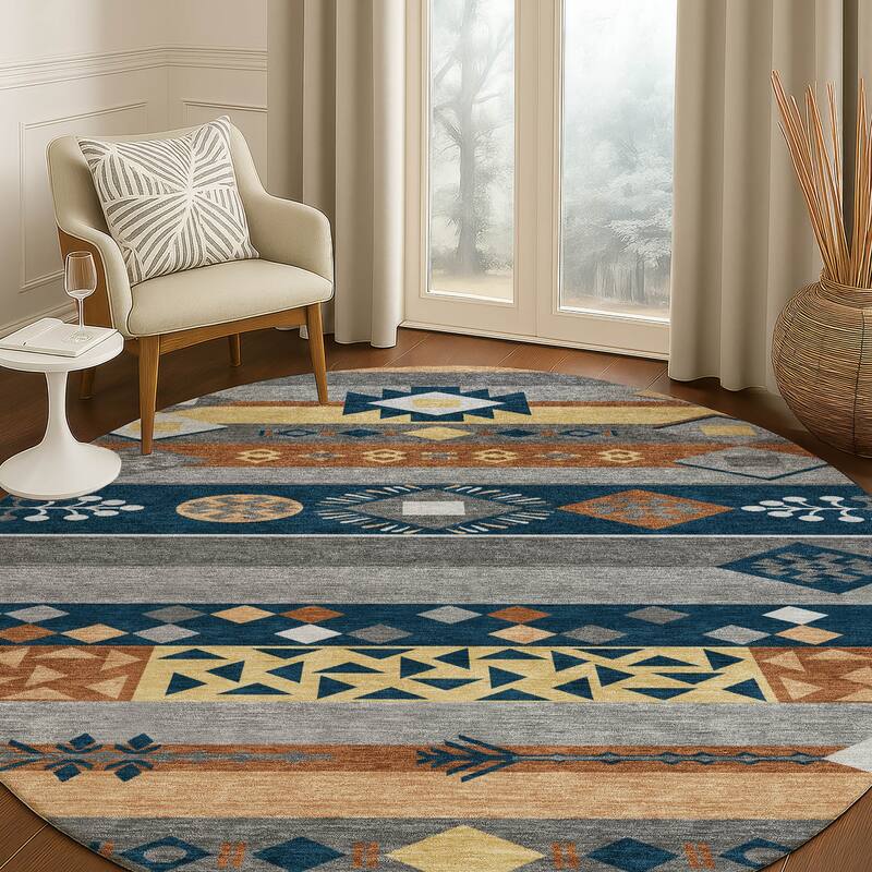 Machine Washable Indoor/ Outdoor Global Tuca Chantille Rug