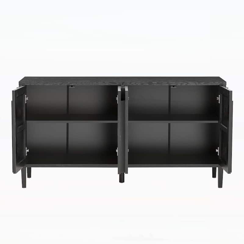 4-Door Sideboard with Hidden Handles,Ideal for Living Room,Hallway,Dining and Office Storage