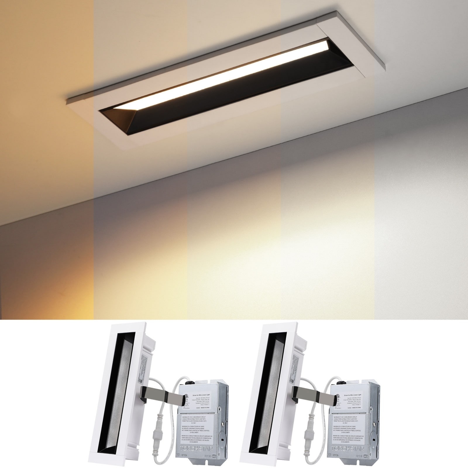 LED Dimmable Recessed Canless Light with J-Box 5 Color Temperature Selectable, CRI90 - 2 Pack