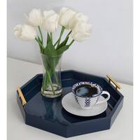 Kate and Laurel Lipton Octagon Decorative Tray with Metal Handles - 18x18