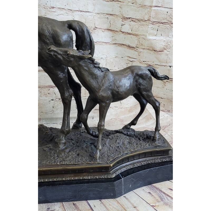 Mare Foal Mother Horse Two Horses Statue Sculpture Equestrian Decor
