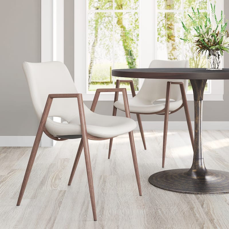 Desi Dining Chair Beige & Walnut - Beige/Walnut
