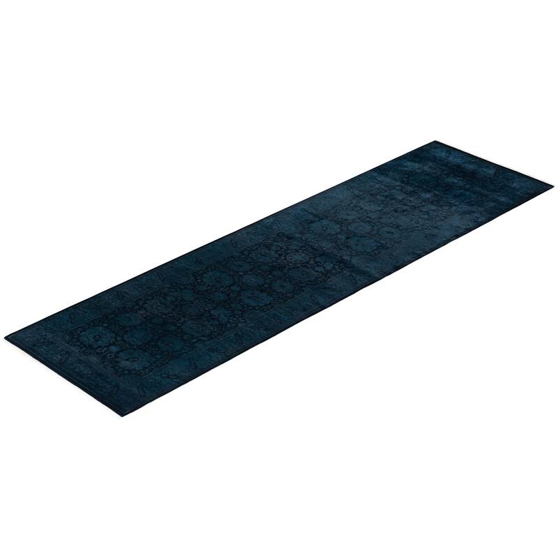 Fine Vibrance, One-of-a-Kind Hand-Knotted Runner Rug - Black, 2' 7" x 10' 0" - 2' 7" x 10' 0"