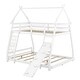 preview thumbnail 10 of 13, Playful Design Twin over Queen House Bunk Kids Bed with Climbing Nets,Guardrail and Climbing Ramp