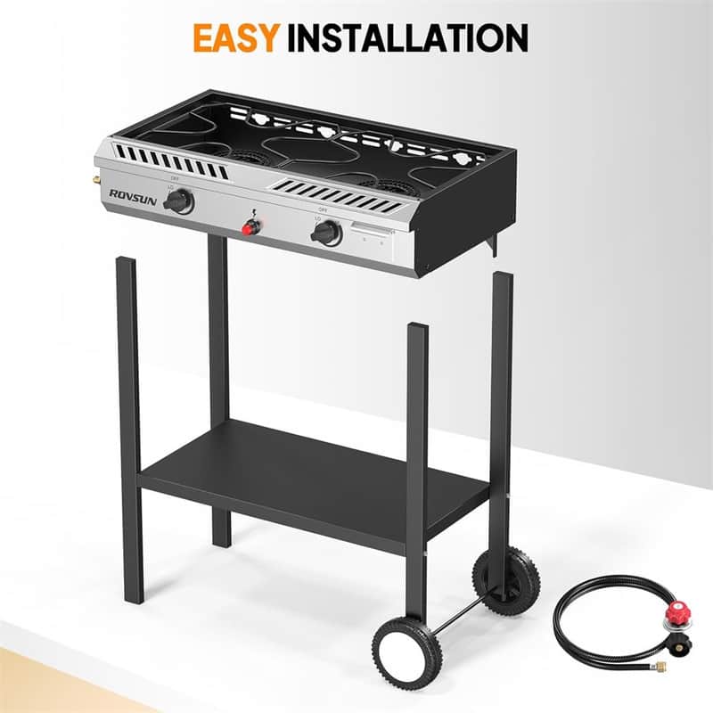 2 Burner 150,000 BTU Gas Propane Stove With Wheels