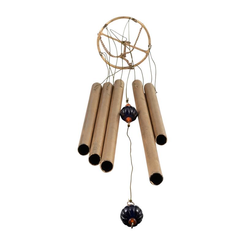 34" Metal Wind Chimes Contemporary Gold Pipe Outdoor Wind Chime Bells Peaceful Home or Deck Decor Beautiful Gift - 4" x 4" x 43"