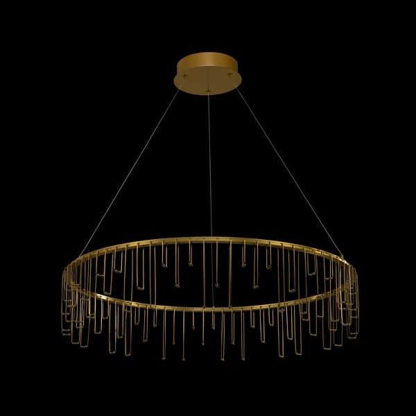 slide 1 of 1, Lucerna 32" LED Chandelier in Stainless Steel Gold