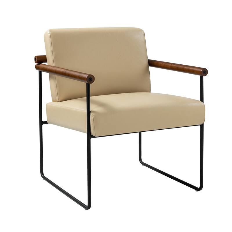 Justo Modern Accent Armchair with Metal Base and Removable Cushion By HULALA HOME