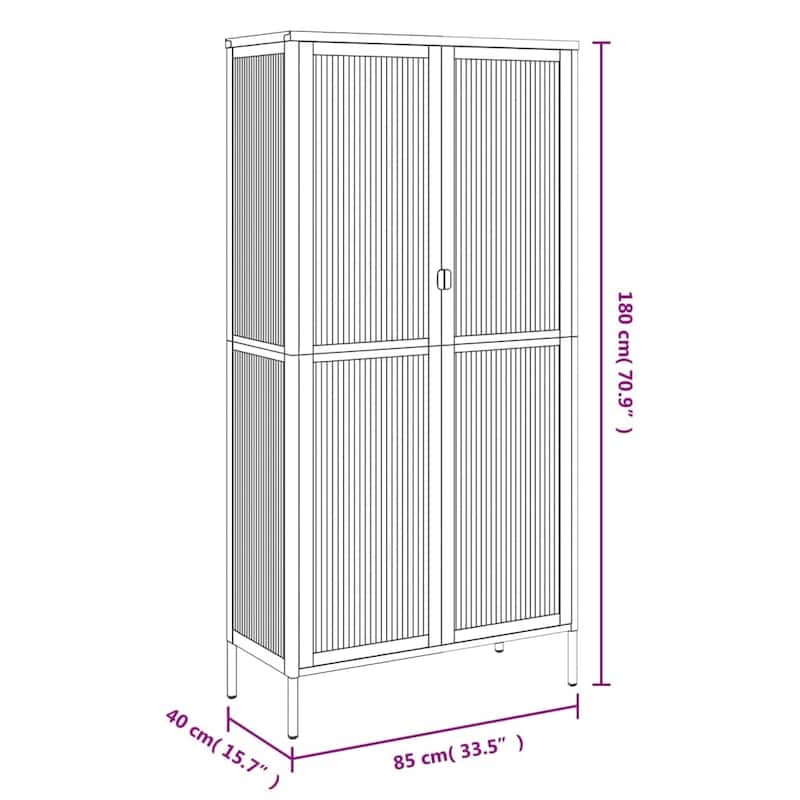 vidaXL Highboard Black 33.5"x15.7"x70.9" Glass and Steel