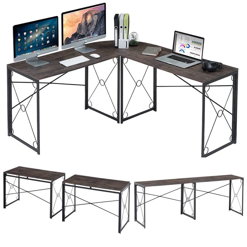 Javlergo L Shaped Gaming Desk Corner Desk Gaming Table for Home Office Computer Desk Sturdy Writing Workstation for Small Space
