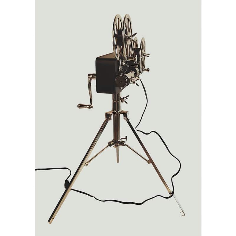36-Inch Black Silver Tripod Floor Lamp with Metal Novelty Shade - 20" x 21" x 36"
