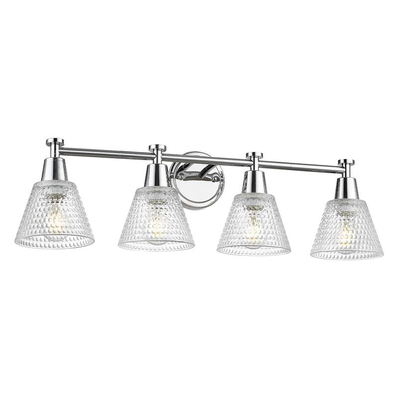 29.5" 4-Light Vanity Lights, Hammered Glass Shade - Chrome