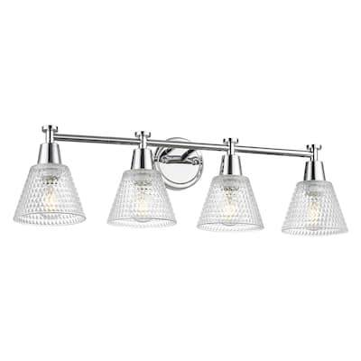 29.5" 4-Light Vanity Lights, Hammered Glass Shade