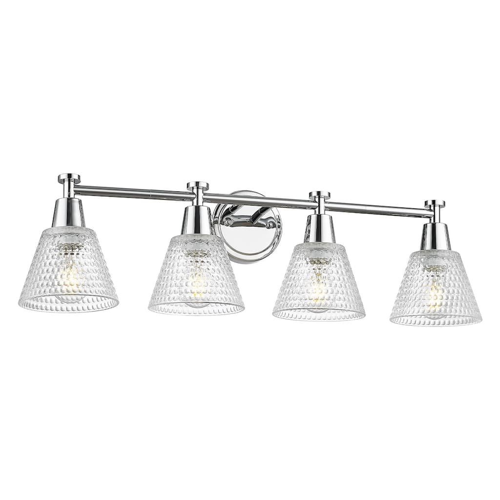 29.5" 4-Light Vanity Lights, Hammered Glass Shade